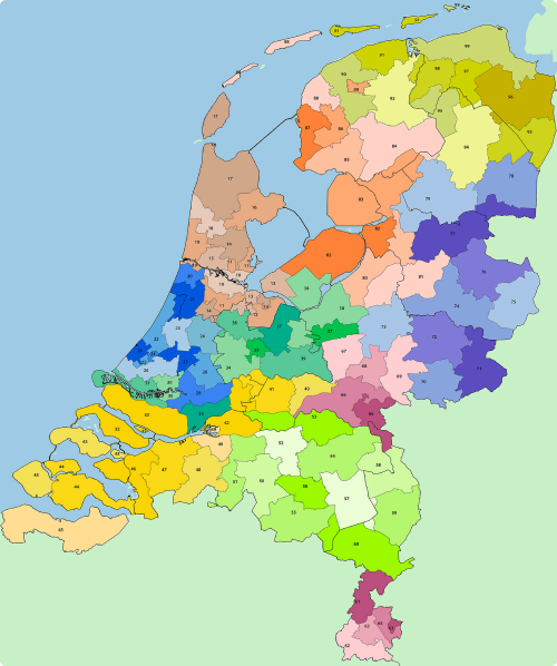 90 regions the Netherlands